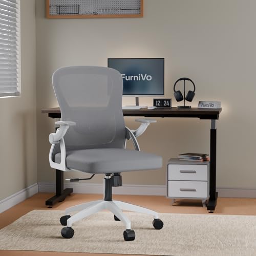 Image of Spark Ergonomic Mid Back Office Chair with 3D Adjustable Armrest, Lumbar Support, Revolving Mesh Chair - Home & Office | 3 Years Warranty (White-Grey)