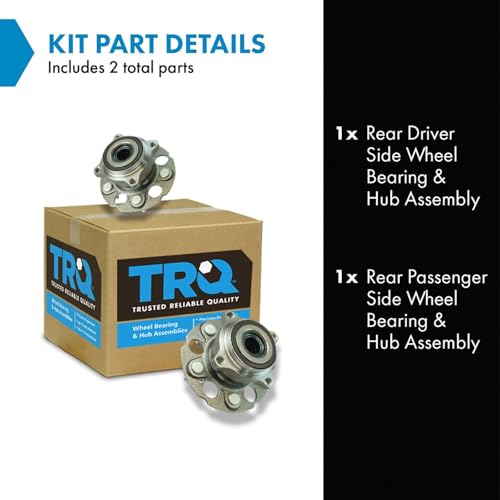 Image of TRQ Rear Driver and Passenger Side Wheel Bearing and Hub Assembly Set 2 Piece Compatible with 2012-2016 Honda CR-V AWD 2013-2015 Acura RDX AWD