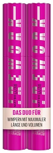 Maybelline Máscara de pestañas New York Lash Sensational Firework, color negro, para pestañas largas y voluminosas, 2 x 10 ml