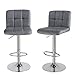 Produktbild SONGMICS Barhocker 2er Set, höhenverstellbare Barstühle mit Leinen-Bezug, 360° Drehstuhl, Küchenstühle mit Rückenlehne und Fußstütze, Lobby, Tresen, verchromter Stahl, grau LJB14G