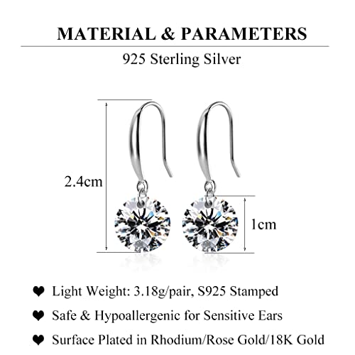Sluynz 925 Sterling Silver Cubic Zirconia Drop Earrings For Women Teens Brilliant Cut Simulated Diamond Dangle Earrings Crystal Wedding Earrings #TOP6