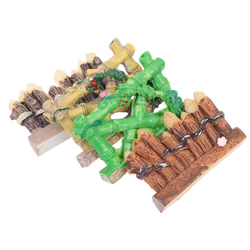 iplusmile 4 Piezas Valla De Bambú De Resina Adornos para Mini Vallas Decoración Estilo Aleatorio Decoración para Jardín Exterior