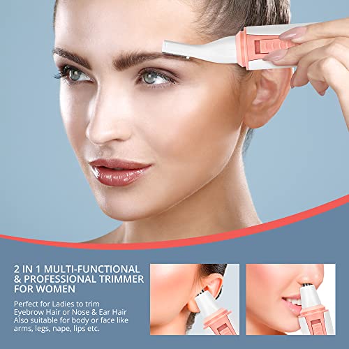Nose Hair Trimmer & Eyebrow Trimmer For Women, 2 In 1 Trimmer For Women Professional Painless Ear And Nose Trimmer With Ipx5 Waterproof, Battery, Womens Nose Hair Trimmer For Nose, Ear, Eyebrow, Arms #TOP1