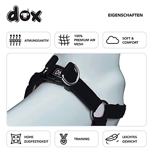DDOXX Air Mesh Step-In Hundegeschirr - Verstellbare Brust Welpengeschirr für alle Größen - S (Schwarz)