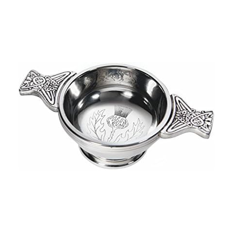 Wentworth Pewter - Small Thistle Pewter Quaich Whisky Tasting Bowl Loving Cup Burns Night Cover