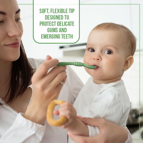 Image of TONY STARK Baby Weaning Spoon Set of 2, Spoons Feeding, Silicone Spoon for Baby 6 to 12 Months, Gum Friendly, BPA Free, Soft & Durable Self-Feeding Spoons