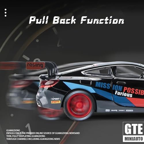 Image of Model Car Exclusive Alloy Metal Pull Back Die-cast Car Metal Pullback Toy car with Openable Doors & Light Music Best Gifts Toys Kids (1:32 Scale B-M-W M8 GTR - White)