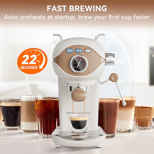 Image of XIXUBX Espresso Machine 20 Bar, Compact Coffee Maker with Milk Frother Steam Wand Professional Espresso Coffee Machine with Removable Water Tank, Latte Cappuccino Machine for Home Office Use