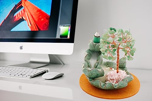 Dreamgirnh 009898 Backflow Incense Burner, Waterfall Incense Holder, Gemstone Money Tree Home Decoration, Office Desk Accessories thumb #3