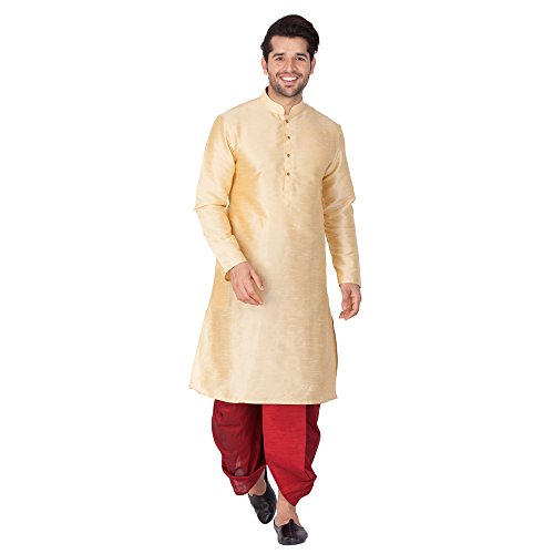Image of VASTRAMAY Men's Silk Blend Kurta and Dhoti Set