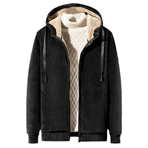 Sweat à capuche en polaire épais et chaud homme noir Vogrtcc