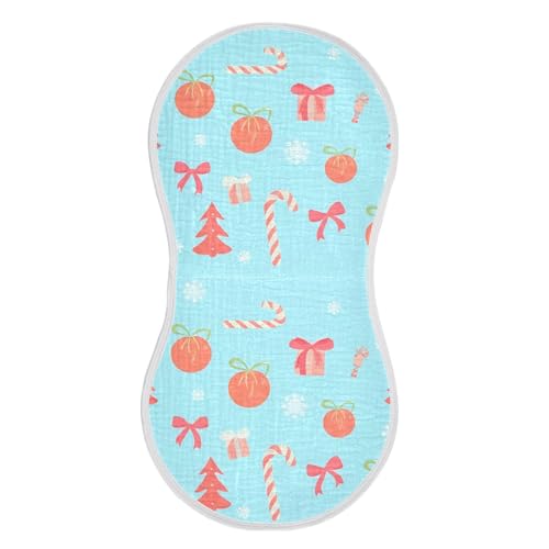 2 Pack Baby Burp Cloths, Soft Absorbent Burping Cloths for Babies, Cotton Milk Spit Up Rags, Large Size for Newborns, Baby Boys and Girls (Candy Cane Pattern)2