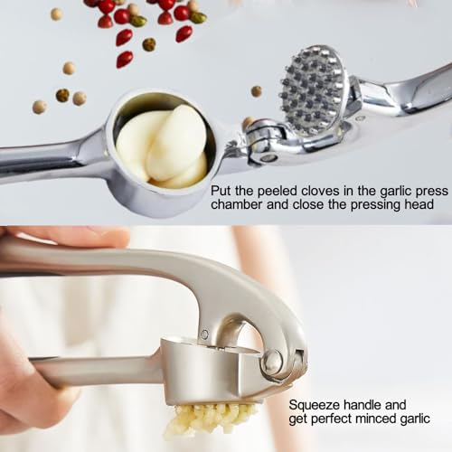 Garlic-Press-and-Herb-Scissors-Set-6-Pieces-with-Garlic-mincer-and-Multipurpose-Scissors-Rustproof-Tools-for-Kitchen-Use-Silver