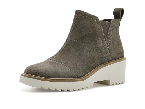 Image of TOMS Women's Maude Wedge Boot, Leather Upper, OrthoLite Insole, Side Zip, Lightweight