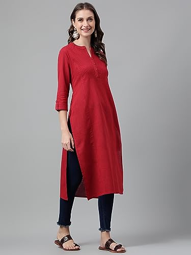 Image of NEEMIYA Striped Solid Kurta Round Nack