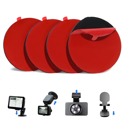 Suplogico 4Pcs Heavy Duty Dash Cam Adhesive Pads - 248°F Heat Resistant Sticky Tape for Windshield, Car Mounts & GPS, 60% Stronger Bond, No Residue, Universal Fit for All Dash Cams (2.2 inch Round)