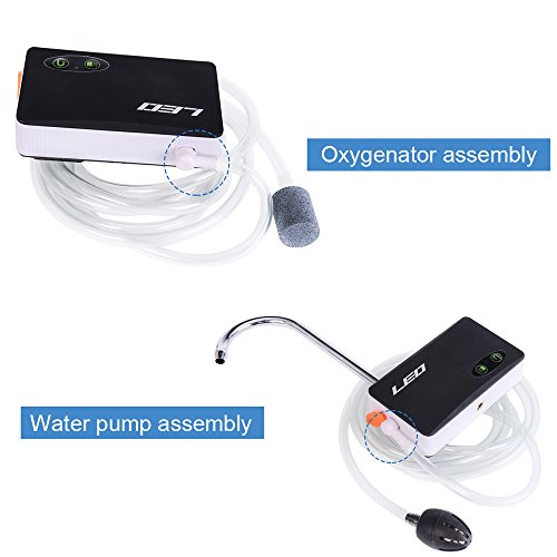 Oxigenador, Andoer 3 em 1 Mini Aquário Oxigenador Bomba de água Silent USB Recarregável Aerador de b