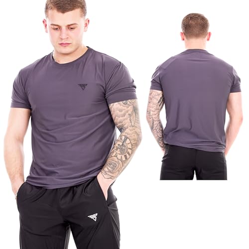 BOOM PRO Training T Shirt for Men & Women Breathable Moisture Wicking Short Sleeve Quick Dry t Shirt Ideal for Boxing MMA Fitness Running and Sports Dark Grey