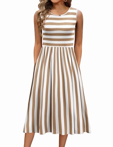 Image of Zeagoo Women's Summer Tank Midi Dress with Pockets Floral Sleeveless A-Line Casual Loose T-Shirt Dresses Beach Sundress 2026