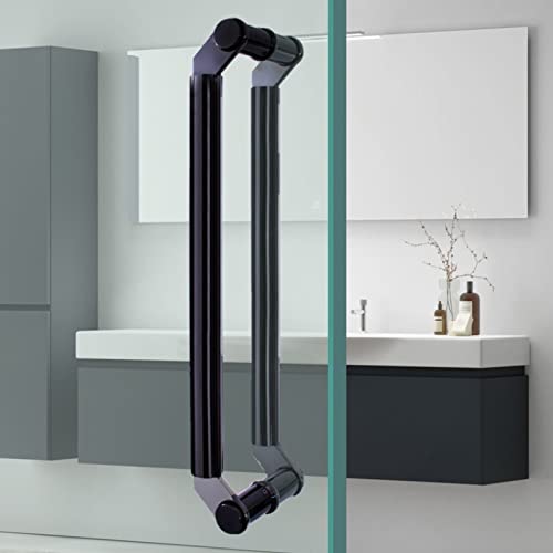 Poignées de porte rondes en verre double face inox pour entrée