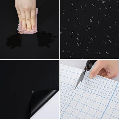 Image of HOME13 Matte Wallpaper Stick and Peel for Bedroom Solid Contact Paper Self Adhesive Thick Peel and Stick Removable Wall Paper (2Feet 144Inches, Matte Black Texture Wallpaper)