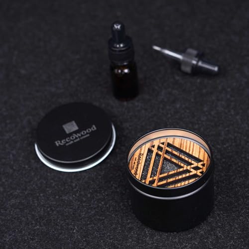 トライアングル カーディフューザー アロマディフューザー 車 無香料 置き型 天然木 缶 ボトルホルダー おしゃれ フタ付き 日本製 国産 木 北海道 高級 ゼブラウッド アロマウッド リコウッド RECOWOOD