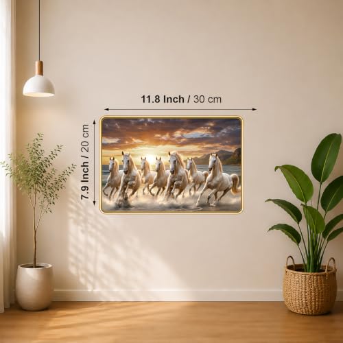 Image of 7 Running Horses Vastu Photo Frame, 8x12 Inch