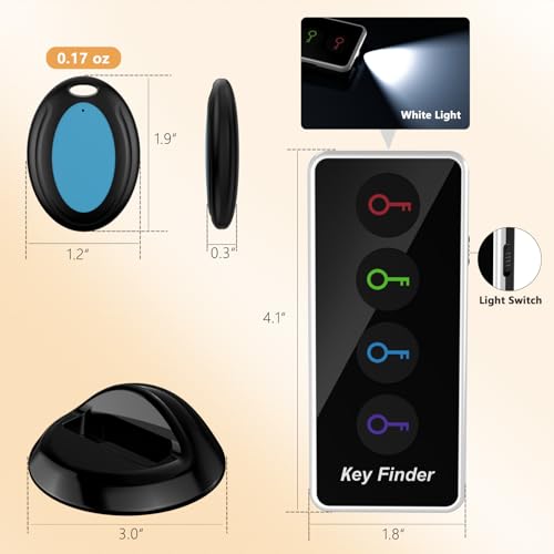 Image of Lost Remote Finder With LED Light - 131ft Range Key Locator With 4 Retriever Tags - Making Noise Device for Keys and Remote Controls