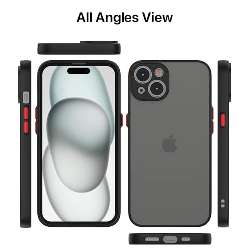 Image of Vaku Luxos Thermoplastic Polyurethane Artic Armor Back Cover For iPhone 15 Plus Slim Protective Lens Camera Shockproof Case Scratch Resistant Slim Thin Military-Grade Protection-Black