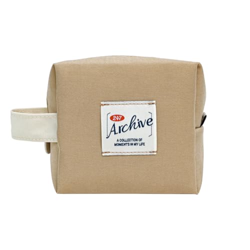 Image of Monolike Archive Cube Mini Pouch, Sand Beige - Makeup Bag, Cosmetic Bag, Travel Bag, Toiletry Bag, Organizer, Storage Bag
