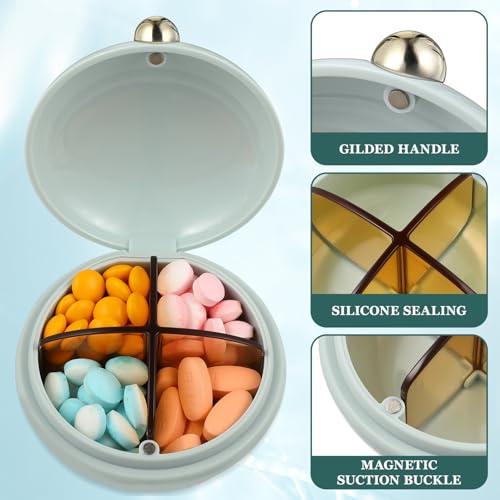 Pastillero redondo SEWACC portátil con compartimentos separados y cierre seguro 4