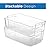 Set Of 6 Refrigerator Organizer Bins - Stackable Fridge Organizers for Freezer, Kitchen, Countertops, Cabinets - Clear Plastic Pantry Storage Racks