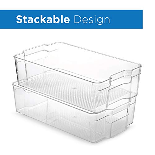 Set Of 6 Refrigerator Organizer Bins - Stackable Fridge Organizers For Freezer, Kitchen, Countertops, Cabinets - Clear Plastic Pantry Storage Racks #TOP2