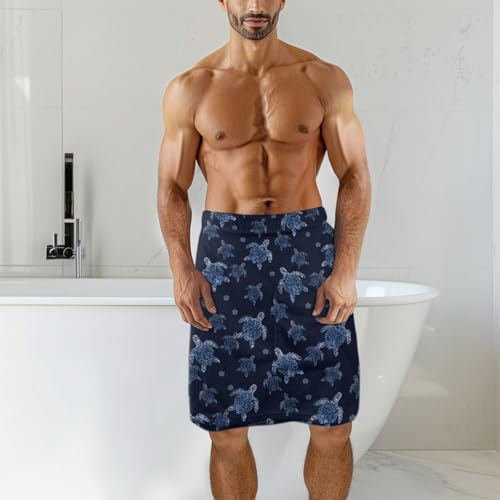 Men's Body Wrap Towel with Pocket Adjustable Soft Turtle Towels Spa Wrap for Shower Bath Pool Dorm Room Gym