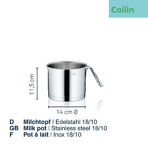 Foto von kela Milchtopf Induktion 1,75 L CAILIN, Milchkochtopf 14 cm, Edelstahl 18/10, Innenskalierung, Milchtopf mit Ausgießer, unbeschichtet