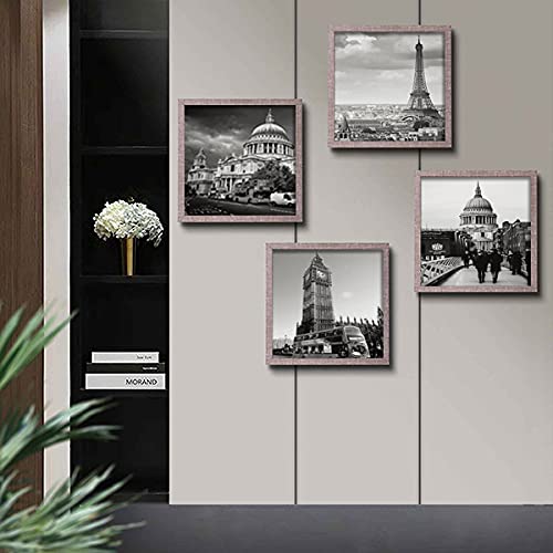 TERESA'S COLLECTIONS 4er Set 25 x 25cm Kunststoffrrahmen quadratisch Bilderrahmen Holzfarbe Fotorahmen mit Acrylglas zum… – Bild 7