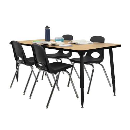 Image of Adapte Commercial Classroom Activity Table - 30 inch x 72 inch Rectangle, ADA Compliant Tapered Legs with Glides & Casters, Adjustable Height 22-34 inch Wheelchair Accessible, School & Office Furniture