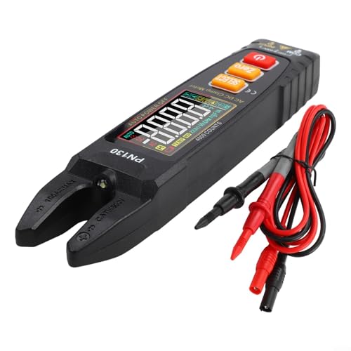 Pinza amperimétrica digital en forma de U PN130 con linterna de detección de voltaje sin contacto, pantalla inteligente a color, multímetro recargable por USB para pruebas eléctricas