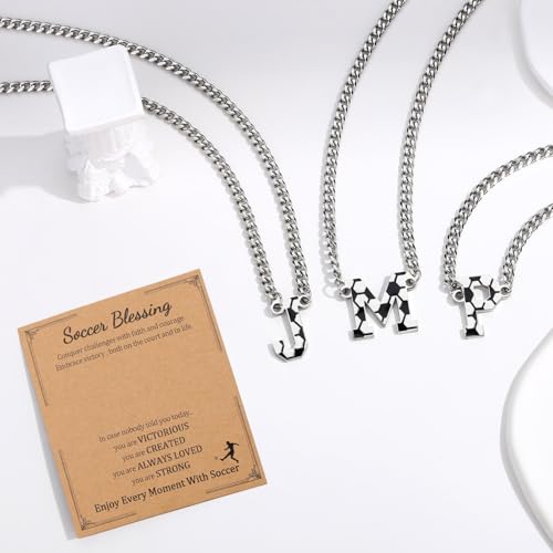 NUKAYAI Letter J Soccer Necklace Initial Charm Pendant Gifts for Men - image 4