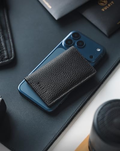 Image of VULKIT Leather Business Card Holder 2 Sided Slim Business Name Card Organizer for Men or Women (Litchi Black)