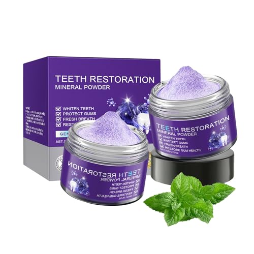 2 polvos minerales para el cuidado dental, fortalece e ilumina los dientes, fortalece las encías, combate la decoloración, refresca el aliento, da a tu sonrisa un nuevo impulso de 50 g