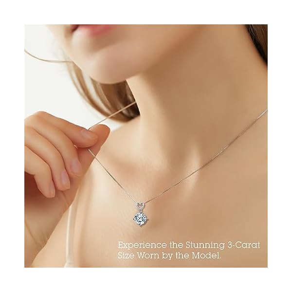 Heart Pendant Necklace Gifts for Wife, 1-6 Carat Moissanite Women's Pendant Necklace, Wedding Anniversary Eternity Jewelry Present for Wife, Birthday Gifts for Her - Image 3