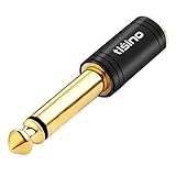 Tisino 1/4 Mono to 3.5mm Stereo Adapter, Gold Plated 6.35mm TS Male to 1/8 inch TRS Female Audio Connector - Black, 1 Pack