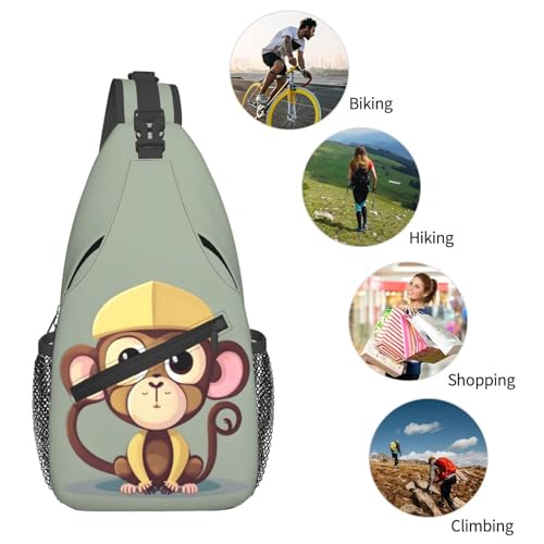 Mochila bandolera con diseño de mono para senderismo miniatura 6
