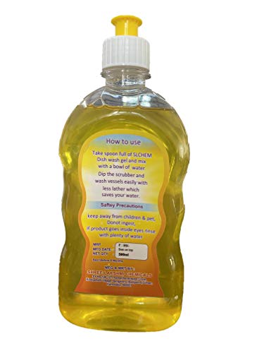 Image of SLCHEM Dish Wash Gel - Less Lather But More Shiner 500ml Bottle Pack of 12