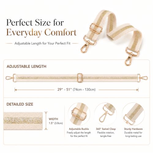 Image of chushui Metallic Thread Purse Strap for Women, Woven Replacement Bag Strap | Subtle Shine That Changes with the Light