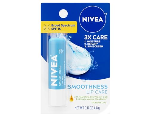 NIVEA Smoothness Broad Spectrum SPF 15 Sunscreen Lip Care, 0.17 Oz (2 Pack)