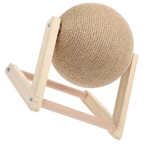 Rascador para gatos de madera Beavorty con bola triangular y cuerda sisal para interior 2