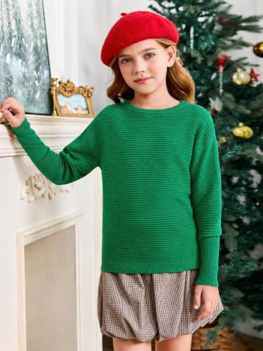 Image of Haloumoning Girls Fall Sweater Kids Ribbed Knit Split Pullover Tops 5-14Y