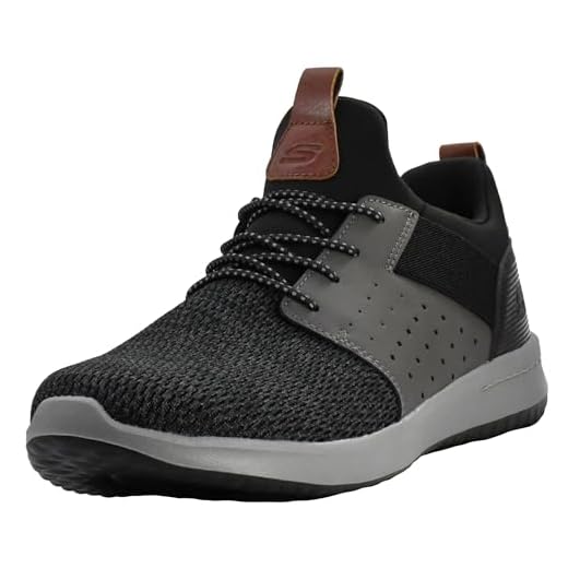 Skechers Men's Classic Fit-Delson-Camden Sneaker, Black/Grey,8 Wide US
